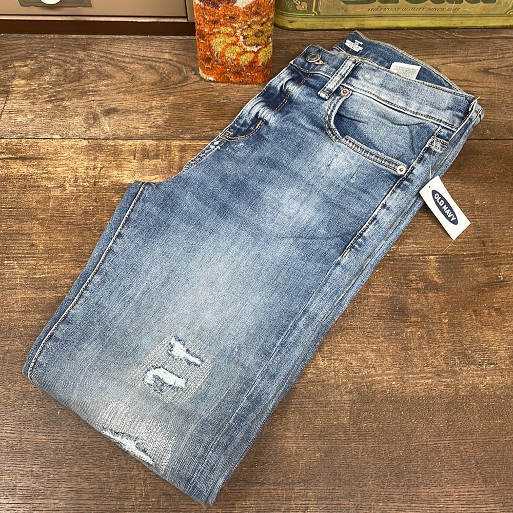 Boys size 14 Old Navy Jeans Karate Slim Flex Stretchy Distressed New with Tags